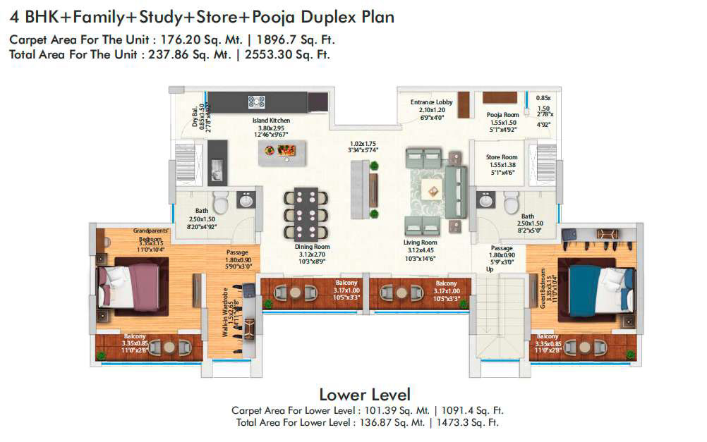 4 BHK Duplex Lower Level